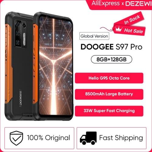 Global Version DOOGEE S97 Pro 8500mAh 33W Fast Charging 40m Laser Rangefinder 48MP Quad Camera Helio G95 128GB 6.39 inch Display