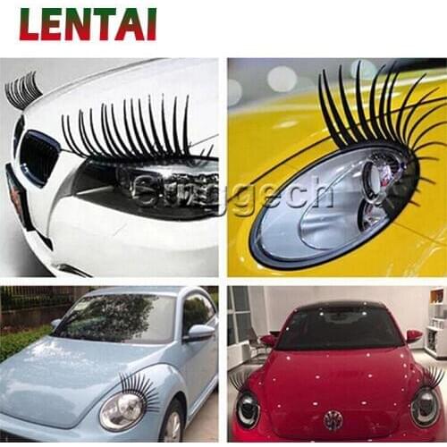 LENTAI For Renault megane 2 3 duster captur clio 4 Mitsubishi asx lancer Ssangyong 1Pair 3D Car Headlight Fake Eye Lash Stickers