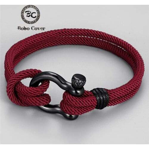 Trendy Outdoor Kleur Touw Geluk Survival Armband Vrouwen Mannen Black Charm Rvs Gesp Vriendschap Armbanden Femme Homme