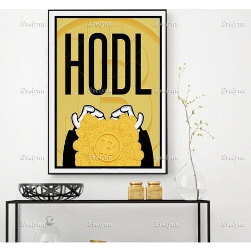 HD Prints Modular Hodl Picture Canvas Painting Bitcoin Posters Currency Home Decor Money Wall Art For Living Room Floating Frame