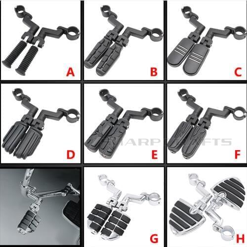 32mm 1-1/4" Motorcycle Highway Footrests Crash Bar Engine Guard Foot Pegs Clamp Mounts For Harley Sportster Dyna Softail Touring