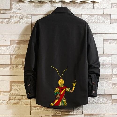 Plus Size 5XL-M Camisa Masculina Autumn New Back Print Long Sleeve Shirts Men Clothing 2021 Simple Loose Casual Blouse Homme Hot