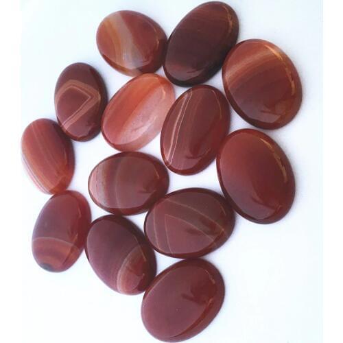 New!18x25mm Natural Stone Oval CAB CABOCHON Red Stripe Onyx Agates Wholesale Stone Beads For Jewelry Making Free Shipping 12PCS