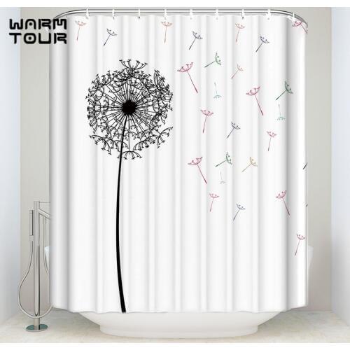 Extra Long Fabric Bath Shower Curtains Funny Dandelion White Welcome Mildew-resistant Bathroom Decor Sets with Hooks
