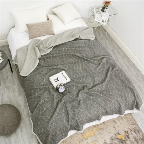 Solid Color Geometry Cotton Knitted Jacquard Blanket Gray Pink Blue Soft Thin Blanket Bedding for Leisure Sofa 100 150 200 230