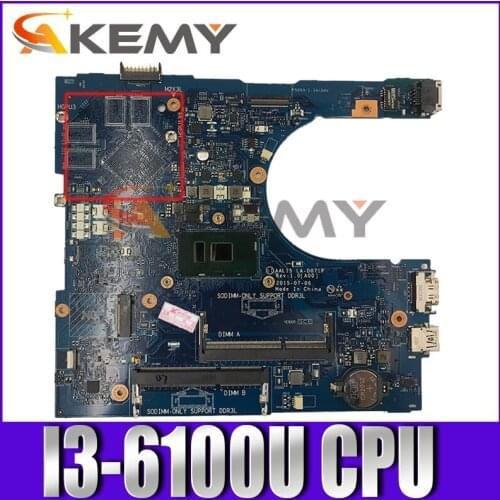 Original Laptop motherboard For DELL Vostro 3559 V3559 Core SR2EU I3-6100U Mainboard CN-0P2C6J 0P2C6J AAL15 LA-D071P