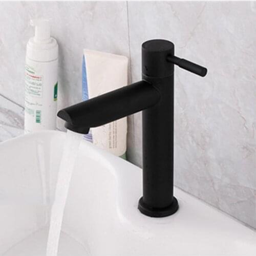 Excellent Sink Tap Modern Easy to Install Stainless Steel Black Bathroom Basin Faucet Good Performance for Household Practical