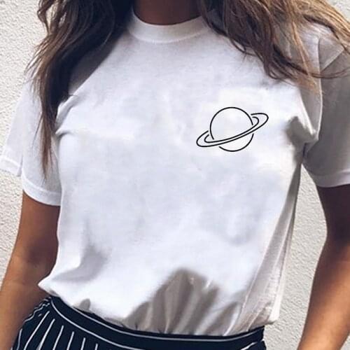 Pocket Saturn Shirt Tumblr Unisex Ufo T Star Space Summer Female T-Shirt Casual Short-Sleeve Tees Ulzzang Harajuku Women Tops