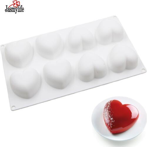 8holes love heart Shaped Mousse Silicone Mold Cake Pan Baking Tool Mousse Chocolate Dessert Jelly muffin Mould Pastry Decoration
