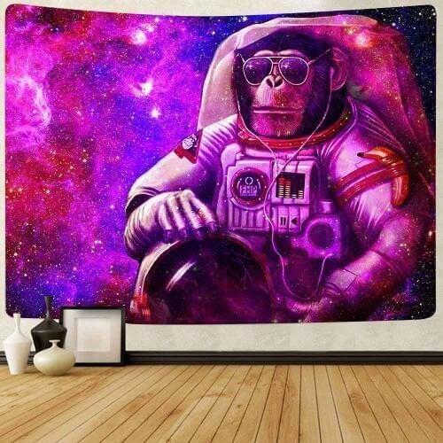 Simsant Astronaut Tapestry Bohemian Hippie Trippy Galaxy Planet Art Wall Hanging Tapestries for Living Room Home Decor Banner