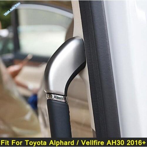 Lapetus Car Styling Pillar B Center Row Armrest Handle Catch Cover Trim 4 Pcs Fit For Toyota Alphard / Vellfire AH30 2016 - 2019