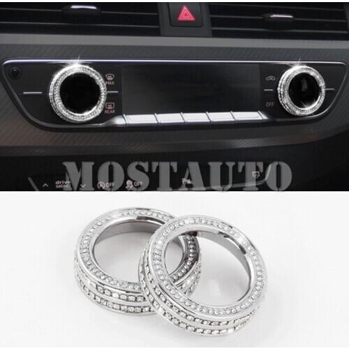 For Audi A4 S4 Rhinestone Style Console Air Condition Knob Cover Trim 2016-2020 2pcs Car Accessories Interior Car Decor Car Trim