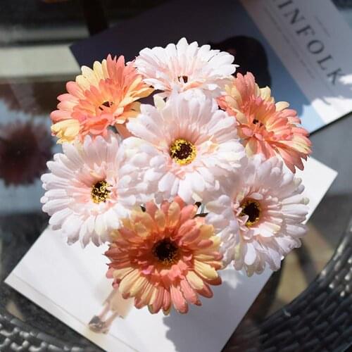 7Pcs/lot 23cm Wedding Bouquet Home Decoration Background Shooting Flowers Artificial African Daisy Flowers Silk Flower DIY Gifts