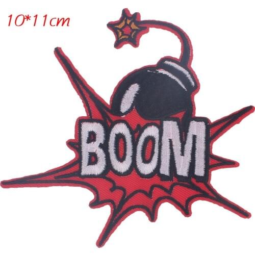 Bomb Explosion Patches for Clothing Ironing on Jeans Stripes Stickers Custom Embroidered Badges Patch Creative DIY Boom Applique