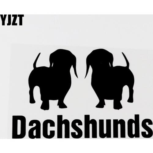 YJZT 16.5CM×10.5CM Creative Decal Animal Dachshunds Car Sticker Black/Silver Vinyl 8C-0688