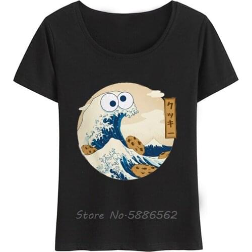 Cookie Wave Off Kanagawa Funny Artistict Shirt Women Summer New White Casual Short Sleeve Tshirt Femme Kawaii Streetwear t-shirt