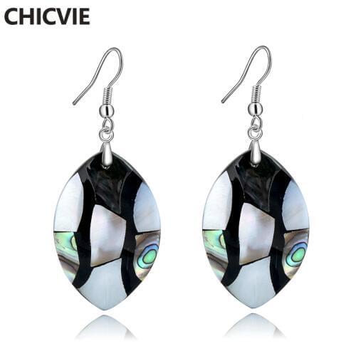 CHICVIE 2018 Ethnic Natural Stone Abalone Shell Color Earrings For Women Luxury Simple Fashion Handmade Jewelry Earing SER170036