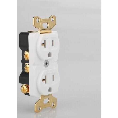 1pcs HI-End Beryllium copper Gold plated AC Power Receptacle Wall Outlet Power Distributor