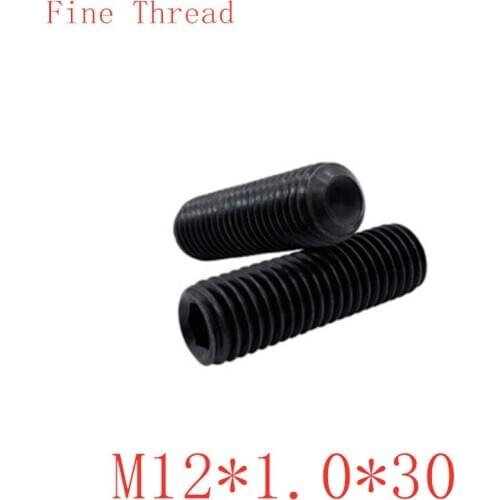 10pcs/lot) M12*1.0*30 alloy steel Grade 12.9 DIN916 fine thread cup point set grub screw