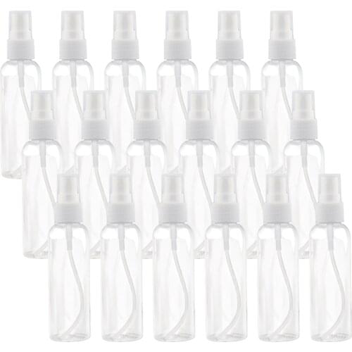 18pcs 30ml Spray Bottles Portable Refillable Empty Transparent Plastic Fine Mist Bottle for Liquid Alcohol Travel Cleaning