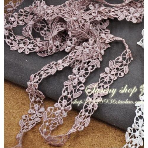 3 Meters Beautiful Embroidered Net Home DIY Applique Ribbon Sewing Craft 2cm Width Grey Pink Polyester Crochet Scallop Lace Trim