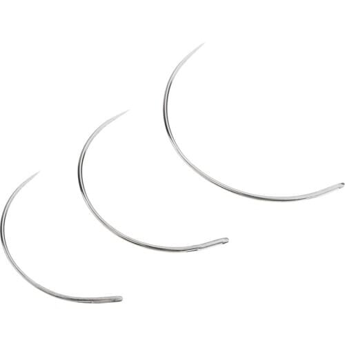 3Pcs C Type Curved Needles Hand Sewing Hair Weave Extension Needle for Wig