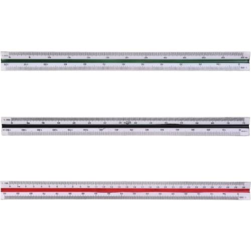 300mm Metric Scale Ruler 1:150 1:200 1:250 Triangular For Engineer Multicolor