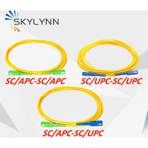 50PCS 3 Meter SC/APC-SC/APC,SC/APC-SC/UPC, SC/UPC-SC/UPC SM G652D SX Core 3.0mm Yellow LSZH Jacket Fiber Optic Patch Cord