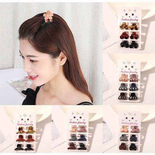 6PCS/Set 2CM Acrylic Flower Hair Claw Clip Women Girls Morandi Hairpin Barrette Small Hair Crab Clamps Hairgrip Hair Accessories