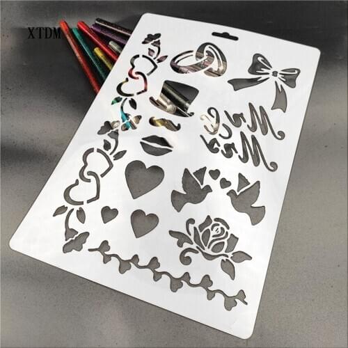 Bow plastic mold shield DIY cake scrapbook stencils hollow Embellishments printing lace ruler Valentines Day