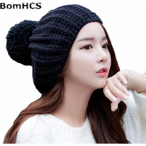 BomHCS Fashion Womens Winter Thick Warm Handmade Knitted Hat Chunky Beanie Caps Gift