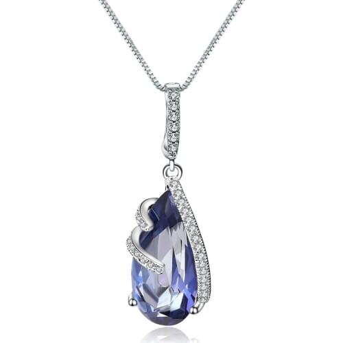 Gems Ballet 17.8Ct Natural Iolite Blue Mystic Quartz 925 Sterling Silver Mothers Vintage Necklaces & Pendants Fine Jewelry