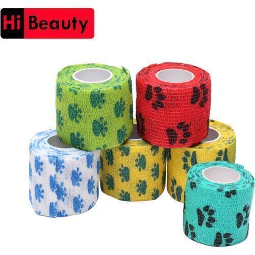 10 Rolls 5*450cm Self-adhesive Flex Elastic Pet Tattoo Handle Grip Bandage Tube Wrap Stick Medical Tape Accessories Random Color