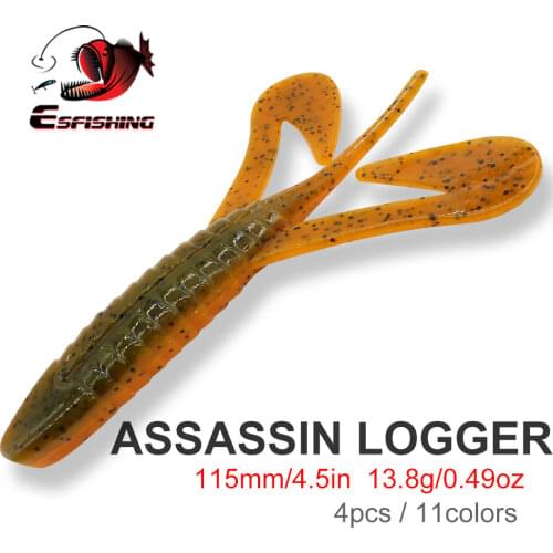 Esfishing Plastic Lures Assassin Logger 4pcs 115mm Fishing Tackle Silicone Bait Pesca Leurere Souple Soft Lures