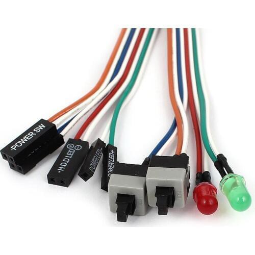 Quality PC Case Red Green LED Lamp ATX Power Supply Reset HDD Switch Lead 20"