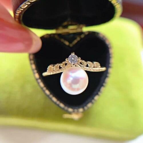 Crown Shape Ring Base Mountings Findings Settings Adjustable Ring Jewelry Parts Fittings Accessories for Pearl Beads Stones