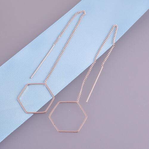 Fashion Geometric metal stud earrings long tassel earrings Hollow Triangle/Heart/Plum/Water droplets/Polygon earrings Jewelry