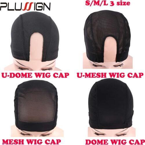 Plussign U Part Mono Wig Cap Small Medium Large Three Size Mesh Weave Cap Spandex Dome Cap For Making Wigs Wig Accessories 1Pcs