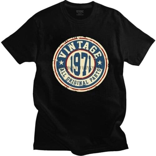 Mens Vintage 1971 All Original Parts T Shirts Short-Sleeve Cotton Tshirt Novelty T-shirt 50th Birthday Gift Tee Tops Apparel