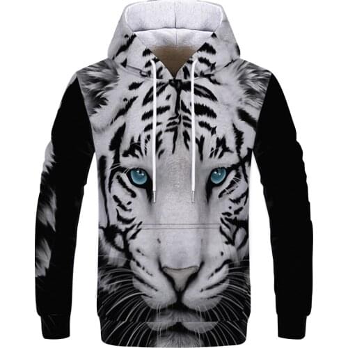 Fall/Winter Mens New Hoodie King of the Forest Tiger 3D Printing Cross-border Fashion Casual Cool Long Sleeve Hoodie