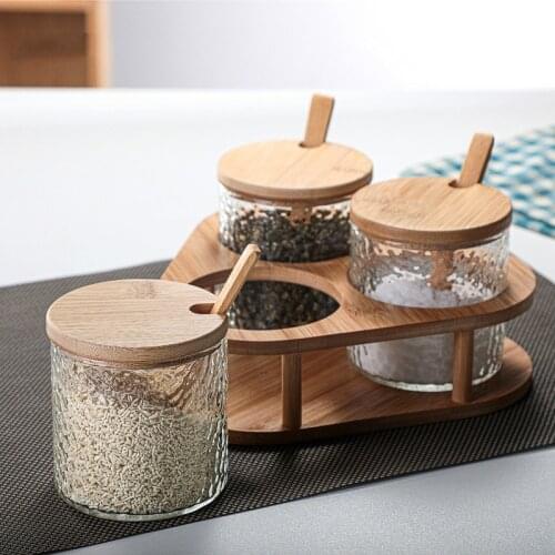 Spice Box Set Spice Jar Household Kitchen Japanese Hammer Glass Salt Shaker Seasoning Spice Jar Storage Box Set