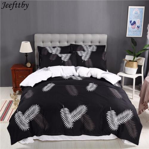 Black Leaves Duvet Cover Sets Plain Printed Home Bedding 3pcs Duvet Cover With Pillowcases Bedclothes (no Filling No Sheet)