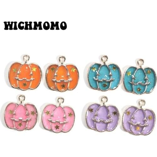 2020 New Fashion 6pcs/bag 16*20MM Zinc Alloy Drop Oil Halloween Pumpkin Charms Pendants for DIY Earring Jewelry Accessories