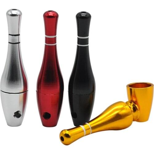 New Gifts Smoke 4 colors Pipes Mini bowling Smoke Metal Pipes Portable Creative Smoking Pipe Herb Tobacco Pipes