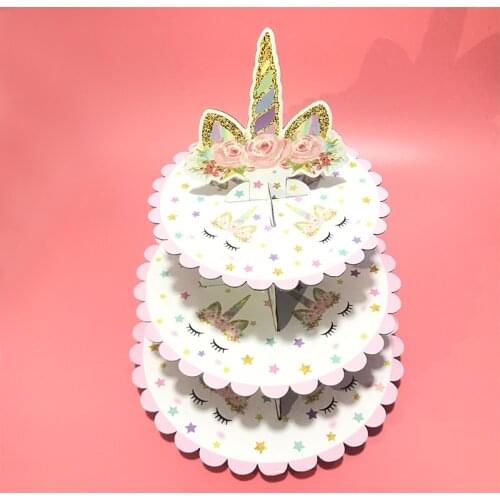 Boys Girls Unicorn Party Star Cupcake Stand Dessert Cake Decoration Birthday Gender Reveal Baby Shower Party Supplies