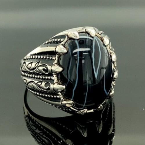 Handmade 925k Sterling Silver , Natural Oval Black Onyx Stone , Solid Silver , Mens Onyx Signet Ring , Gift For Him