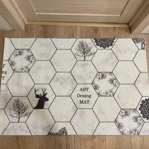 Hexagon Entrance Door Mat Carpet Living Room Mat PVC Anti-slip Mat Dustproof Home Can Be Cut Hallway Door Mat Custom Mat Carpet