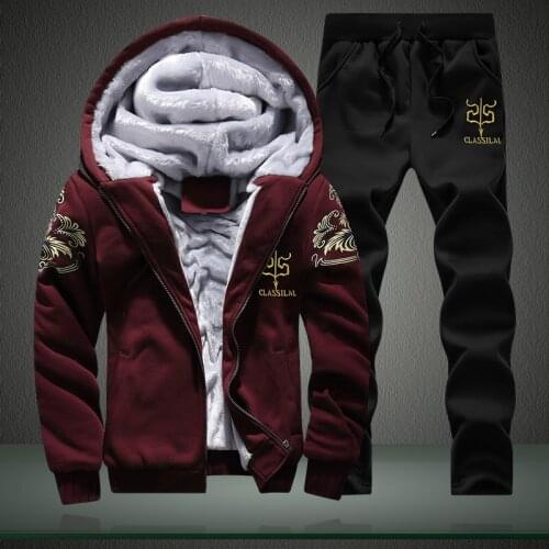 Hoodies Men Suits Winter Thick Warm Set Fleece Tracksuit Hoodie + Pants Male Brand Clothing Men Outfit Set Plus Size 4XL