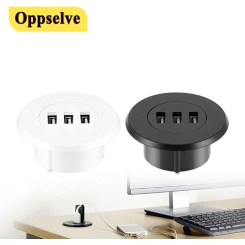 Three-USB Port Hub Grommet Desktop Hole For Laptop PC Computer Tablet USB Charger Adapter Fast Charging For Samsung Huawei Sony