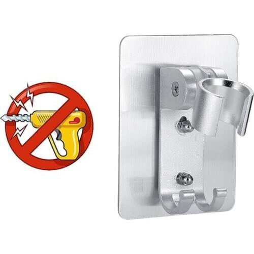 WZLY Shower Head Holders Black Aluminum Bathroom Shower Holder Perforated Wall Gel Mounted Shower Bracket Accessories